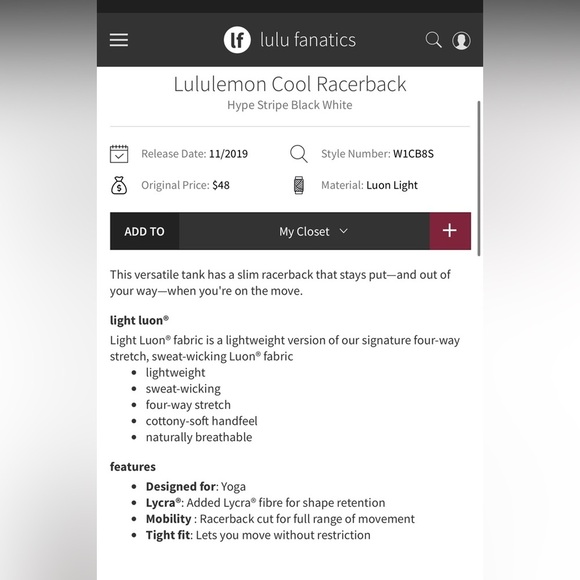 Lululemon Cool Racerback Hype Stripe Black White - Picture 10 of 10